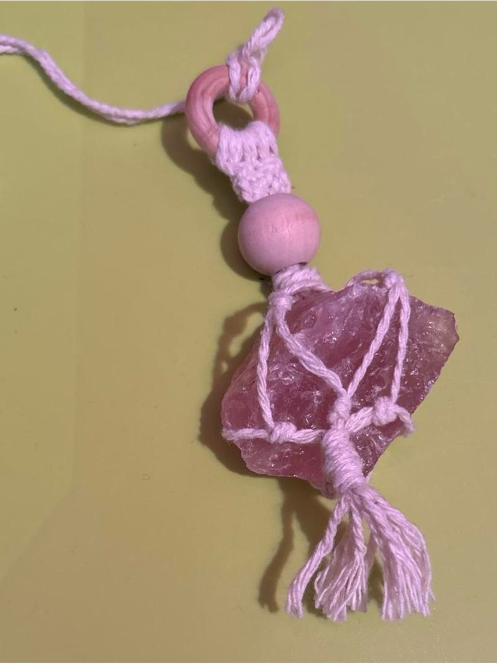 Pink Raw Crystal Macrame decor